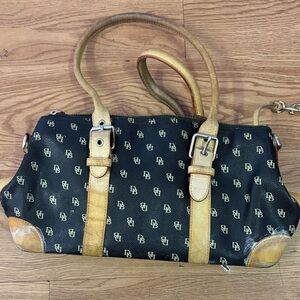 Dooney & Bourke Black and Tan Monogram Handbag